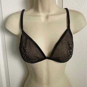 Victoria’s Secret Bralette Black Mesh Crystals Mec